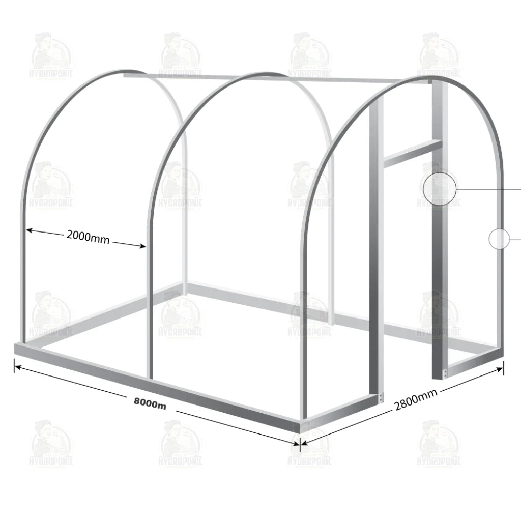 8 meter Heavy Duty PolyTunnel Greenhouse Hello Hydroponics
