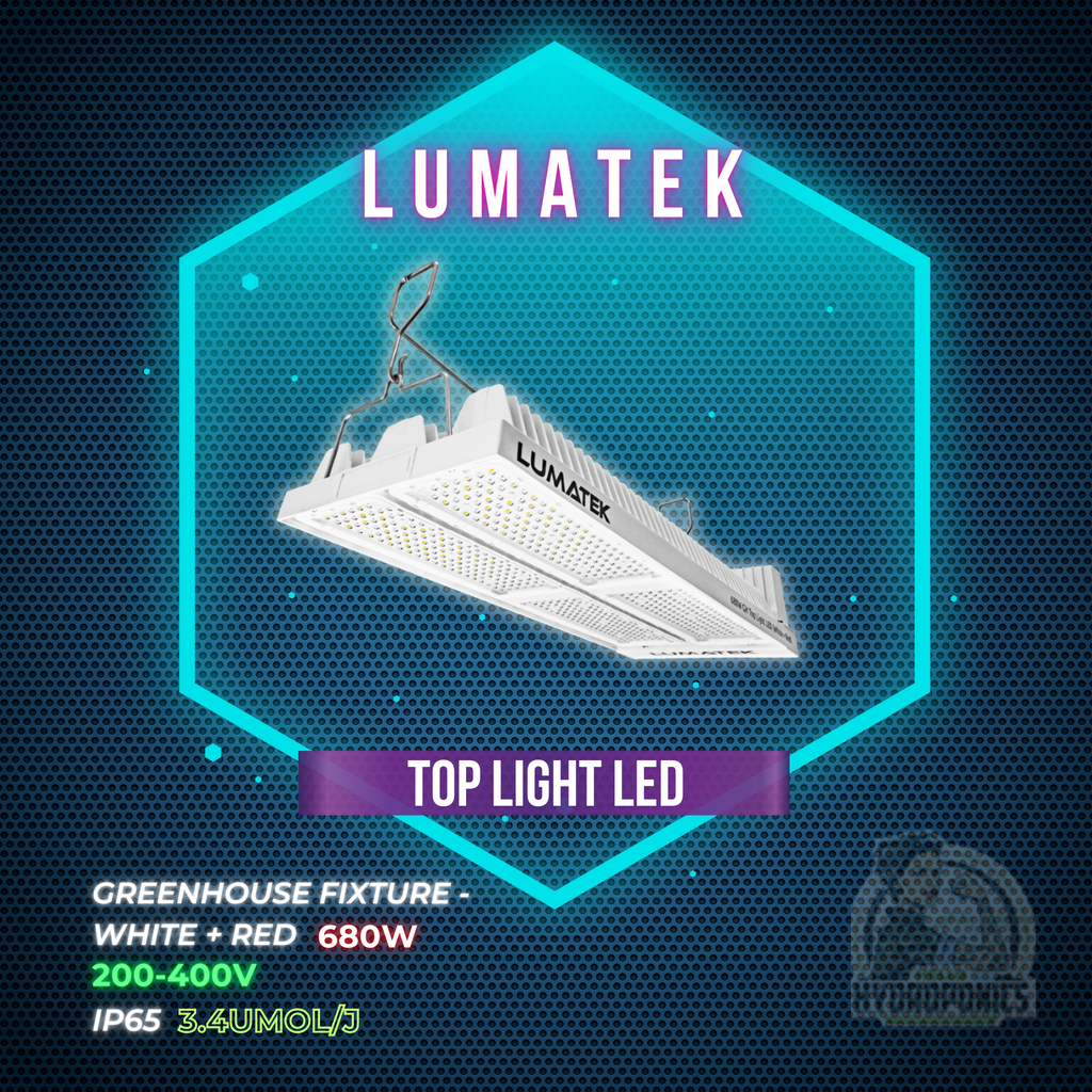 LUMATEK 680W GREENHOUSE TOP LIGHT LED FIXTURE - WHITE + RED | 200-400V | 3.4UMOL/J | IP65