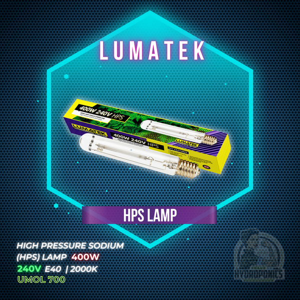 LUMATEK HIGH PRESSURE SODIUM (HPS) LAMP - 400W | 240V |E40 | 2000K | UMOL 700